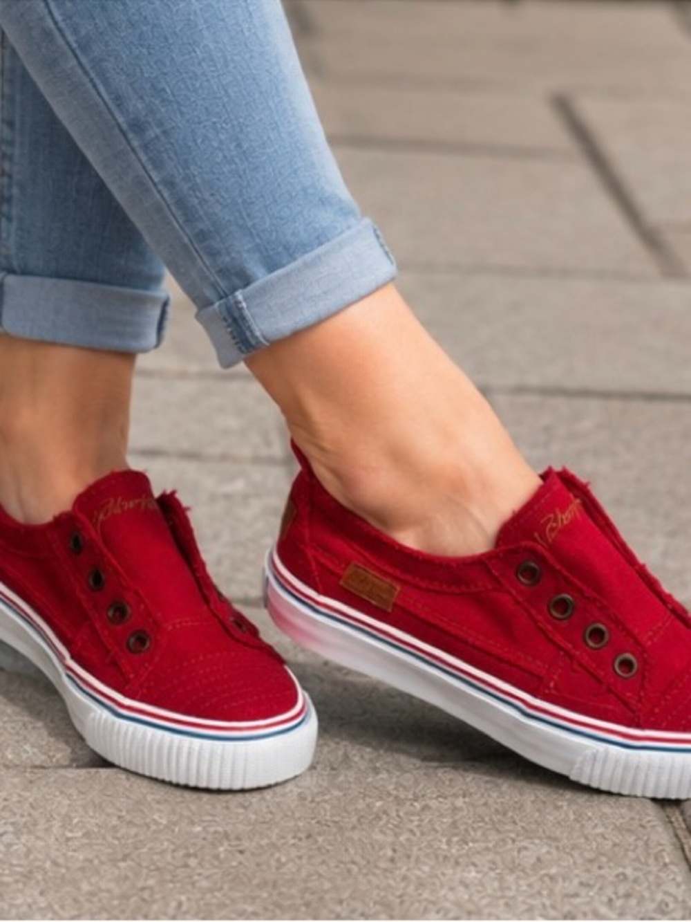 Blowfish Red Canvas Slip-On Sneakers